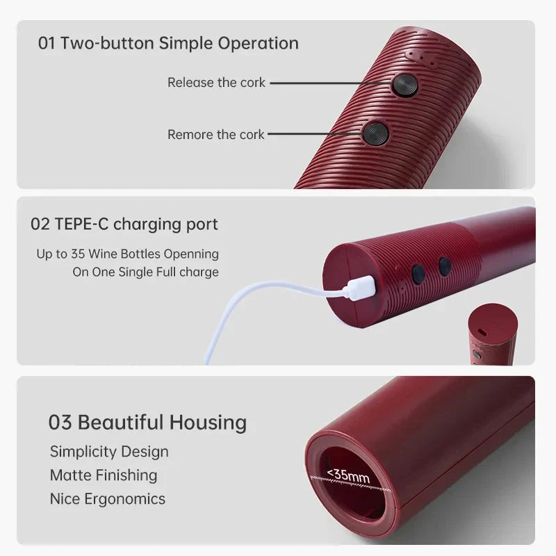 Automatic Electric Wine Bottle Opener Rechargeable- Opener One-click Button