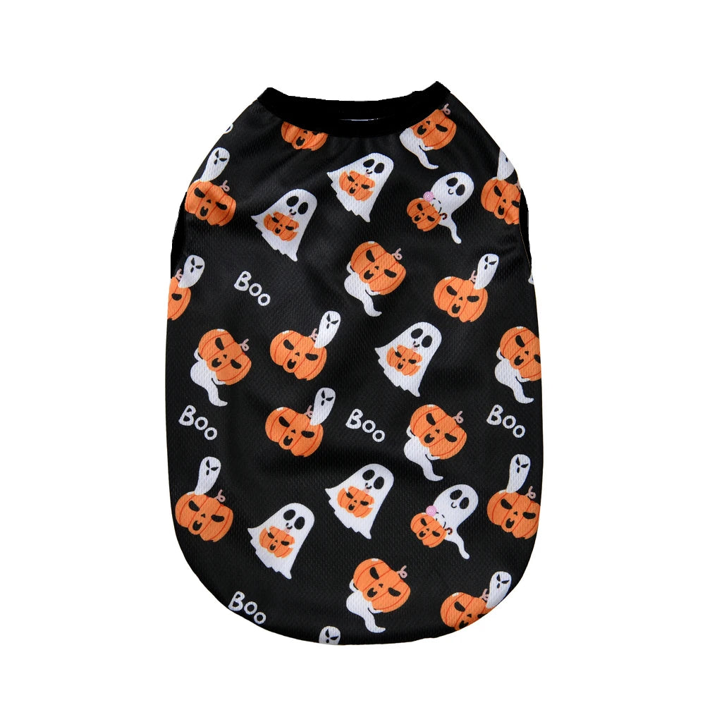 Halloween Dog Clothes Costume Pumpkin Lantern Print Pet Vest T-shirt For Small Dogs Cats Pullover Apparel French Bulldog Outfits