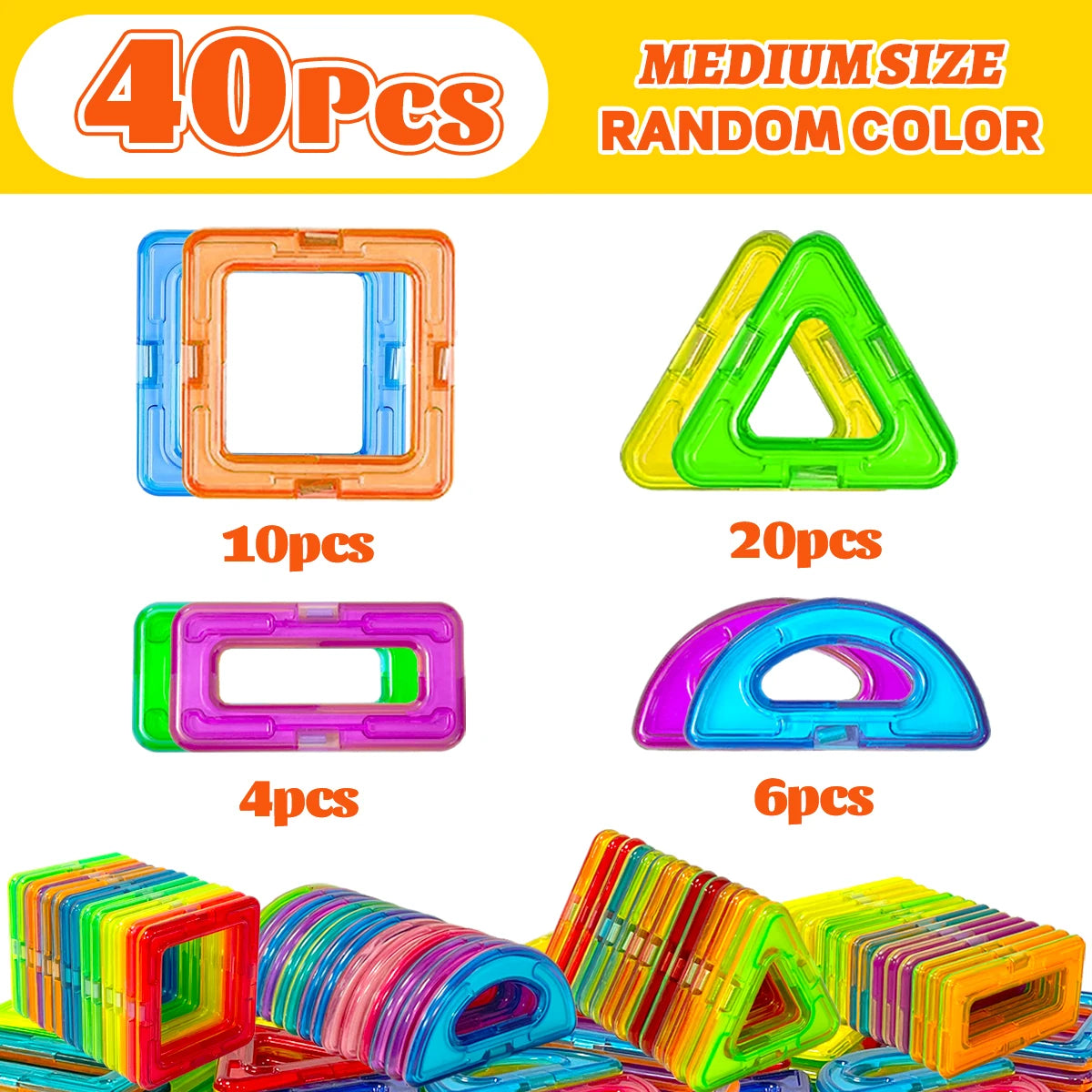 Medium Size Magnetic Building Block，DIY Magnets Toy Set，Kid Designer Construction ，Gift for Children，Birthday Halloween Gift Toy