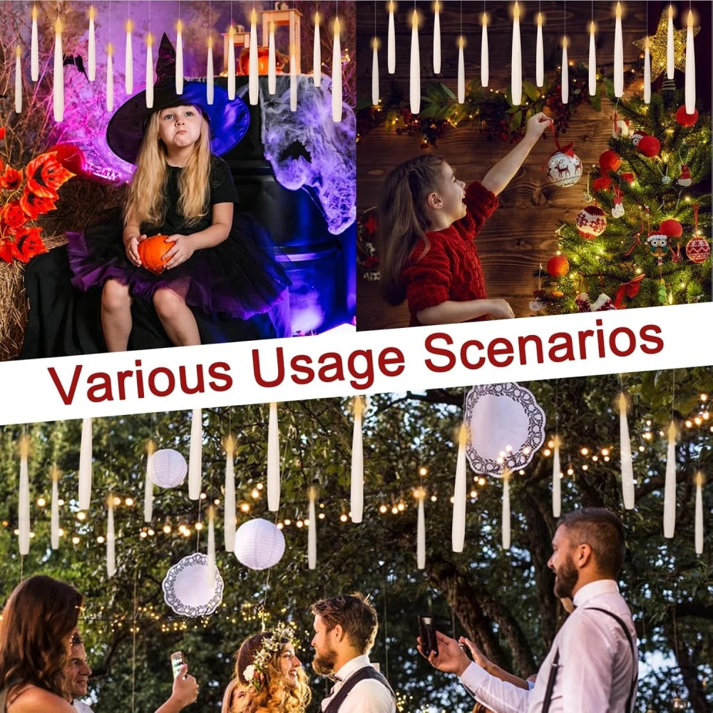 Floating Candles with Wand 12 PCs Magic Hanging Candles (LED Candle) Halloween Decoration