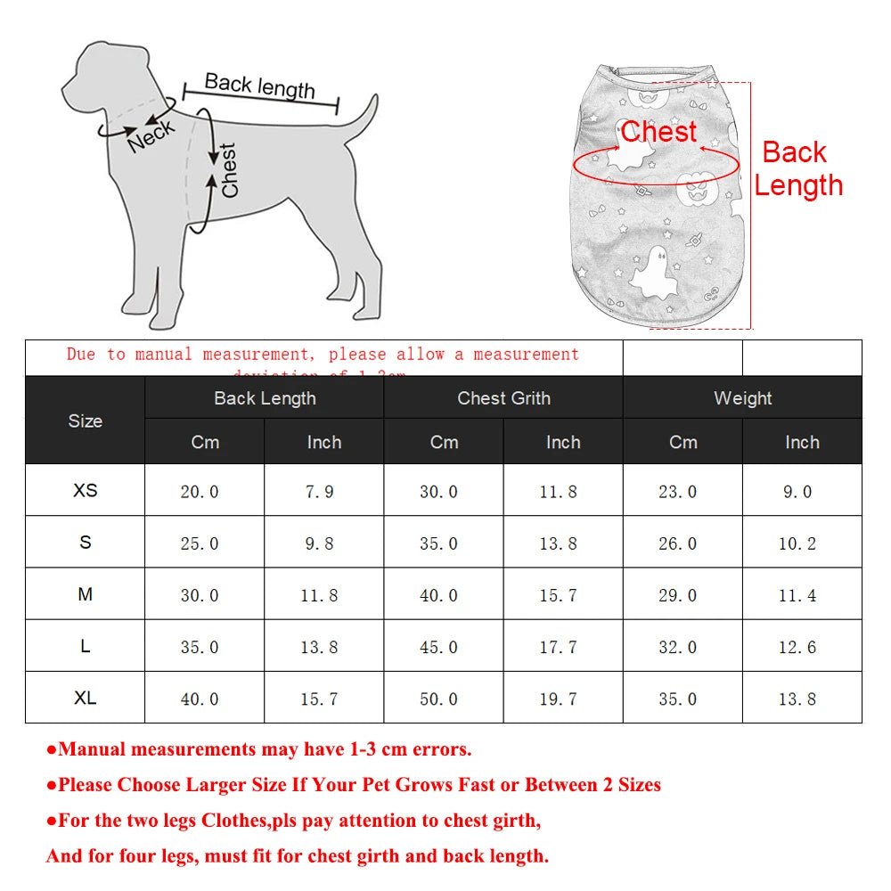 Halloween Dog Clothes Costume Pumpkin Lantern Print Pet Vest T-shirt For Small Dogs Cats Pullover Apparel French Bulldog Outfits