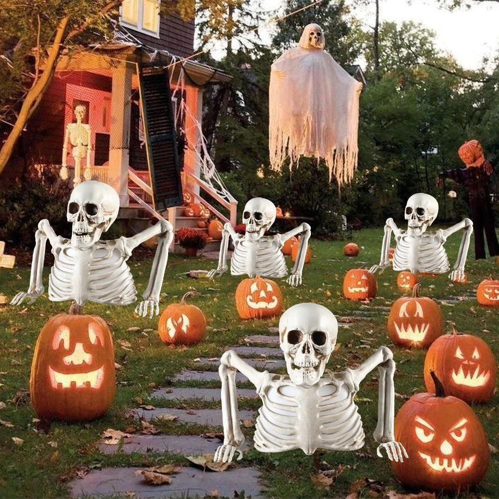 Glowing Skull Skeleton Halloween Decorations-Outdoor Yard Horror Props Holiday Scary Home Supplies