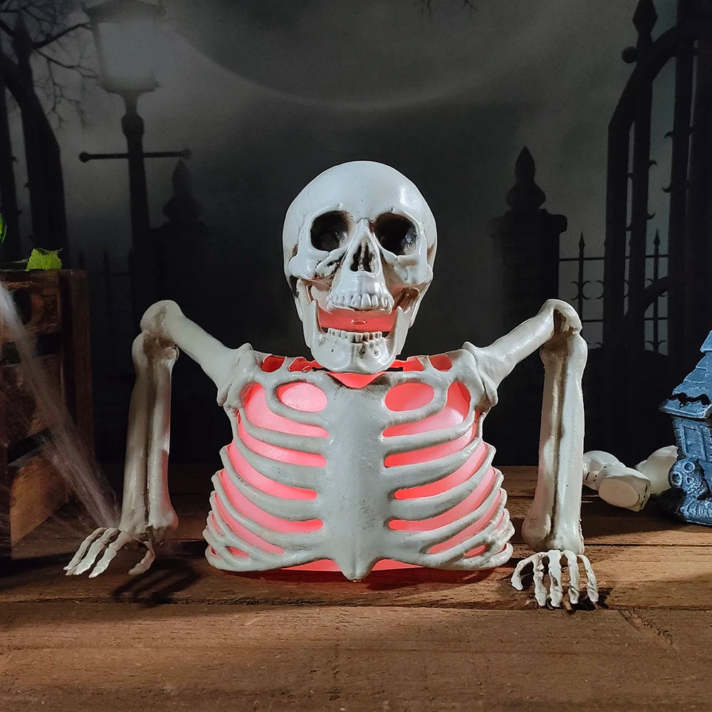 Glowing Skull Skeleton Halloween Decorations-Outdoor Yard Horror Props Holiday Scary Home Supplies
