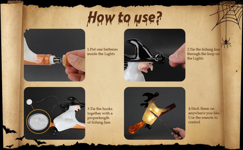 Floating Candles with Wand 12 PCs Magic Hanging Candles (LED Candle) Halloween Decoration