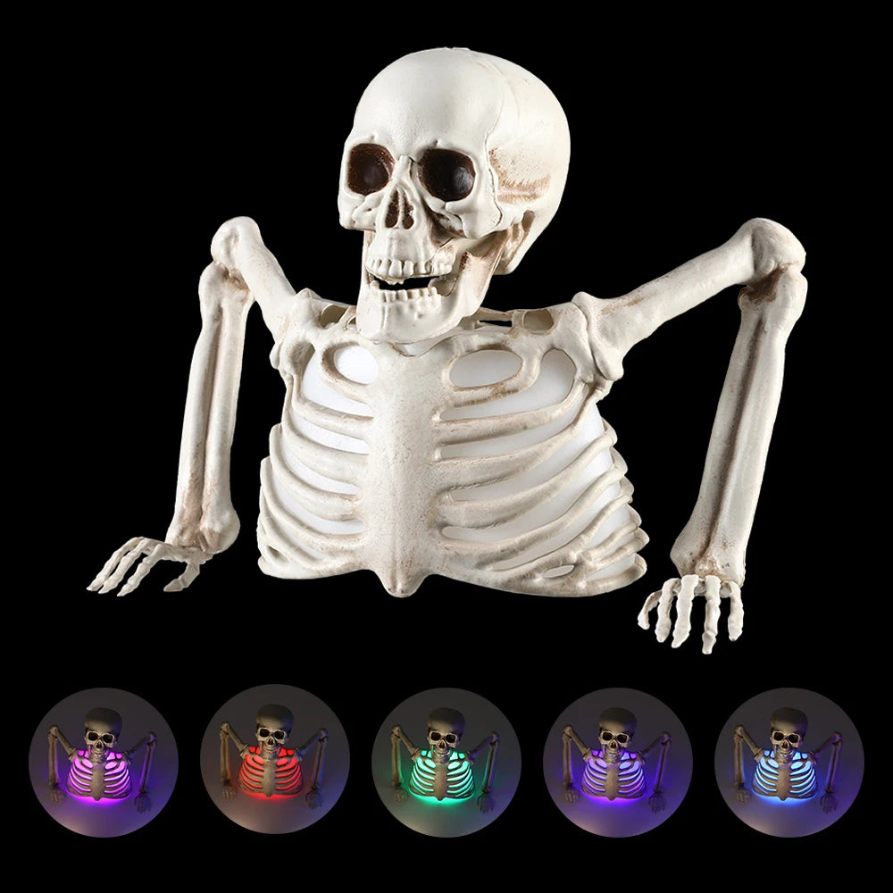 Glowing Skull Skeleton Halloween Decorations-Outdoor Yard Horror Props Holiday Scary Home Supplies