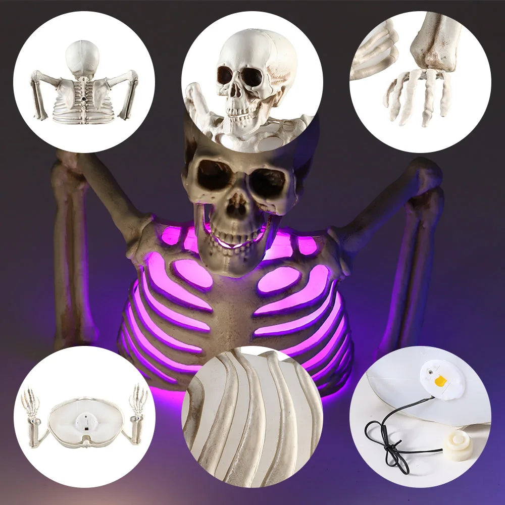 Glowing Skull Skeleton Halloween Decorations-Outdoor Yard Horror Props Holiday Scary Home Supplies