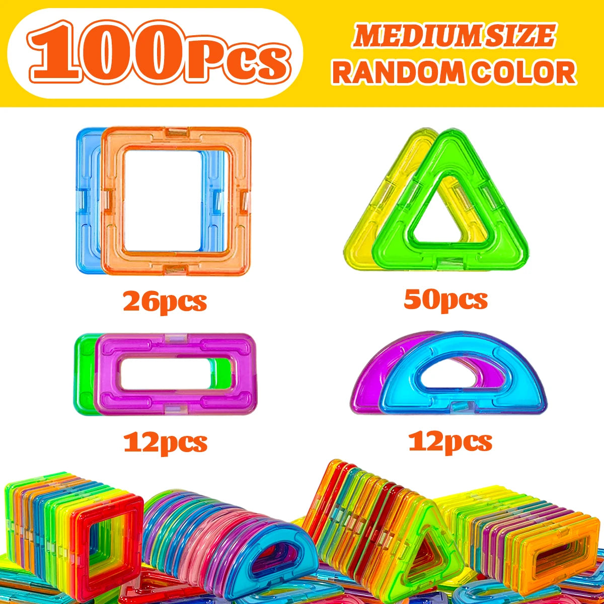 Medium Size Magnetic Building Block，DIY Magnets Toy Set，Kid Designer Construction ，Gift for Children，Birthday Halloween Gift Toy
