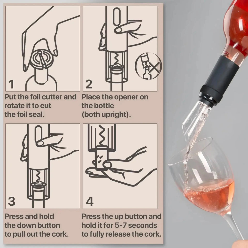 Automatic Electric Wine Bottle Opener Rechargeable- Opener One-click Button