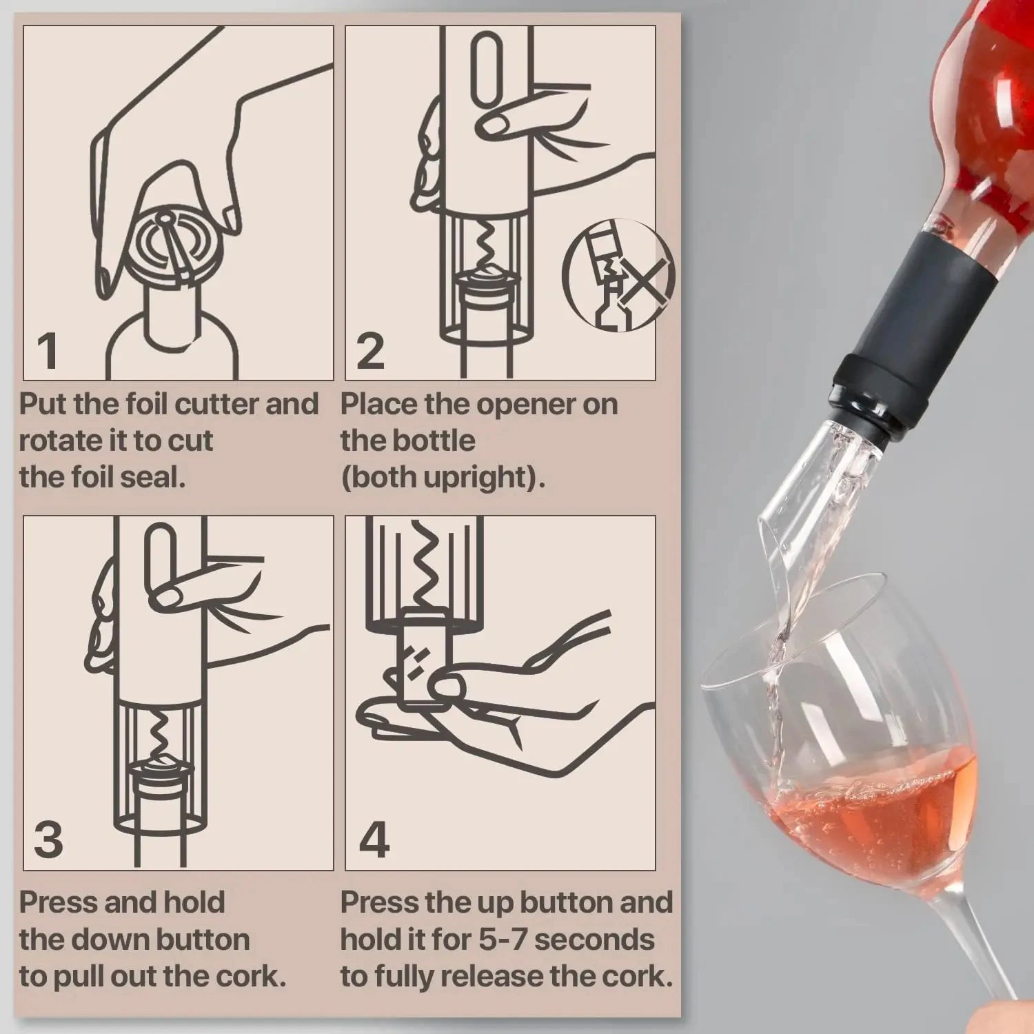 Automatic Electric Wine Bottle Opener Rechargeable- Opener One-click Button