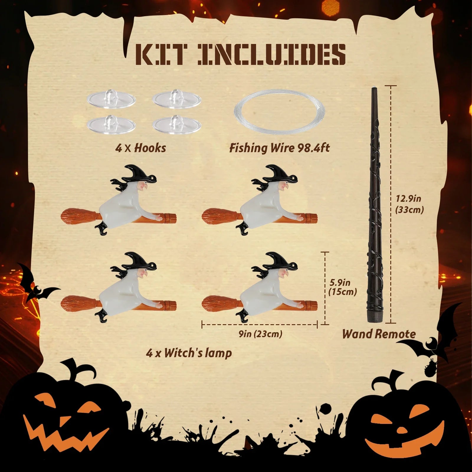 Floating Candles with Wand 12 PCs Magic Hanging Candles (LED Candle) Halloween Decoration