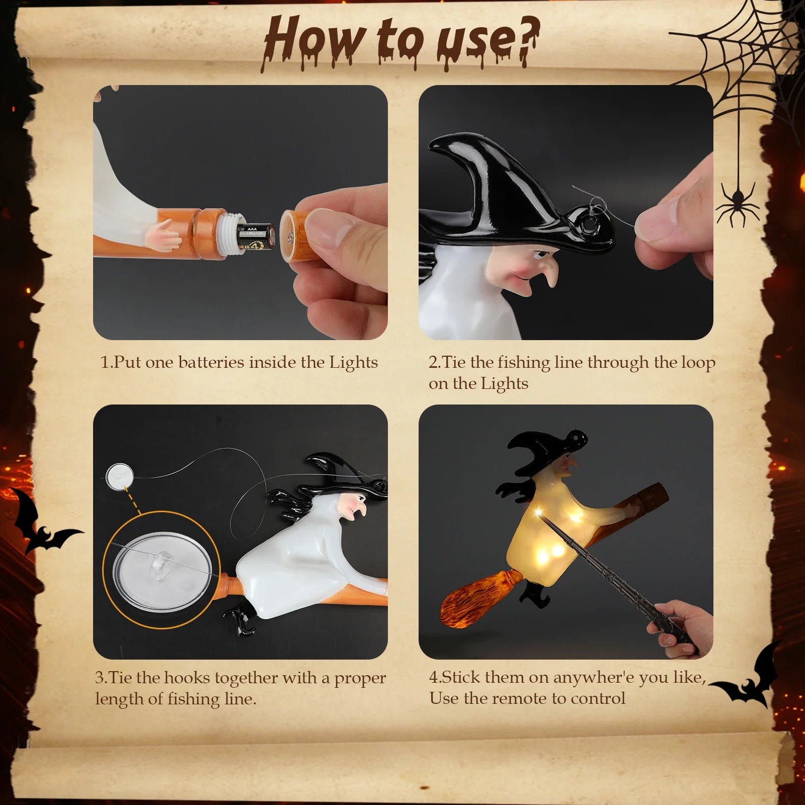 Floating Candles with Wand 12 PCs Magic Hanging Candles (LED Candle) Halloween Decoration