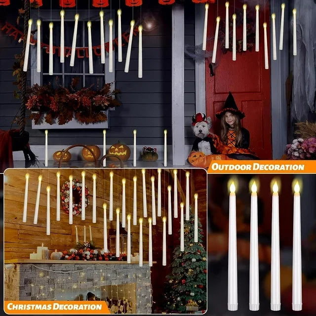 Floating Candles with Wand 12 PCs Magic Hanging Candles (LED Candle) Halloween Decoration